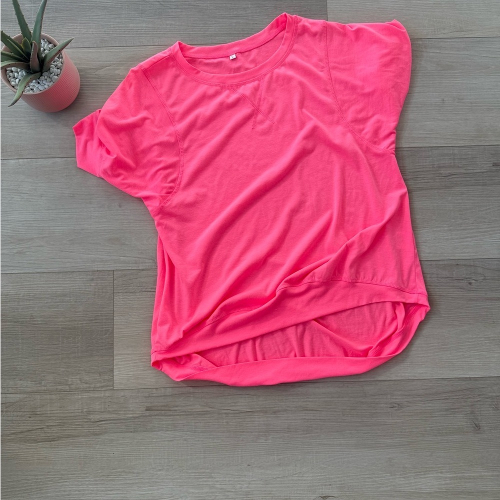 Neon pink women’s lounge wear casual high low top size large - Picture 1 of 5